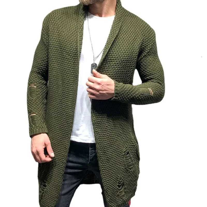 Men's Sweaters Men's Mid-to-long Cardigan for Autumn and Winter European and American Fashion Loose Fit Long-sl1d Knitted Sweater Coat D26