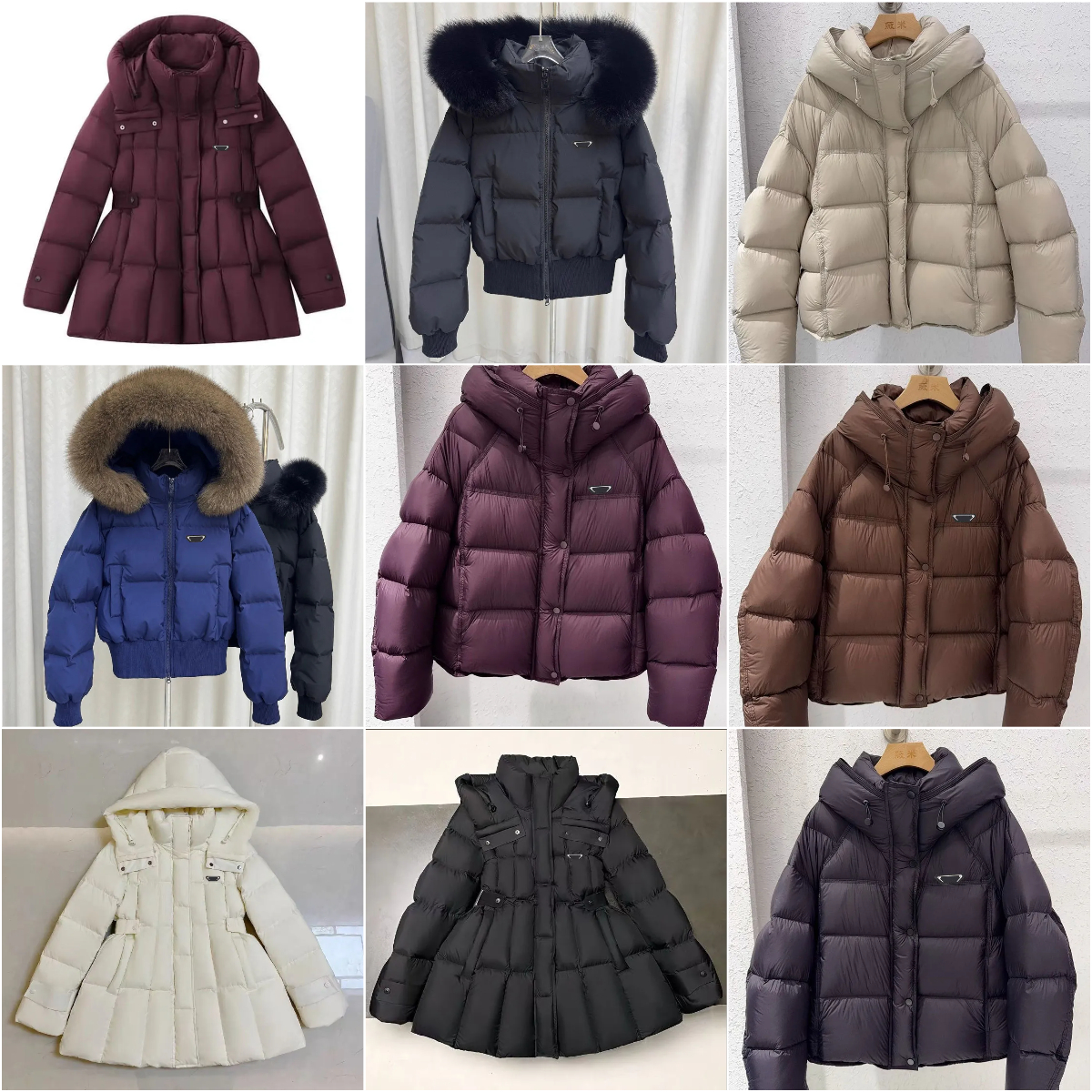 Designer Womens Slim Puffer Jacket - Short Down Winter Coat Windbreaker for Cold Weather