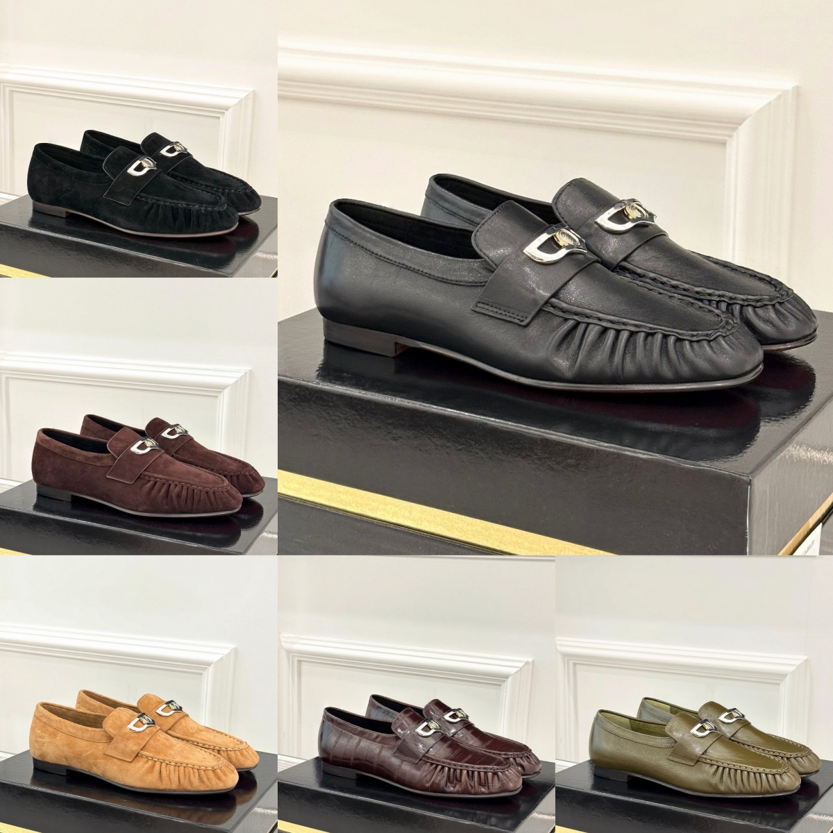 Elegant casual shoes Women Man designer shoe Luxury Mules Suede loafers Top quality Loafer shoe 10A Leather metal buckle Moccasin blazer Wed bridal