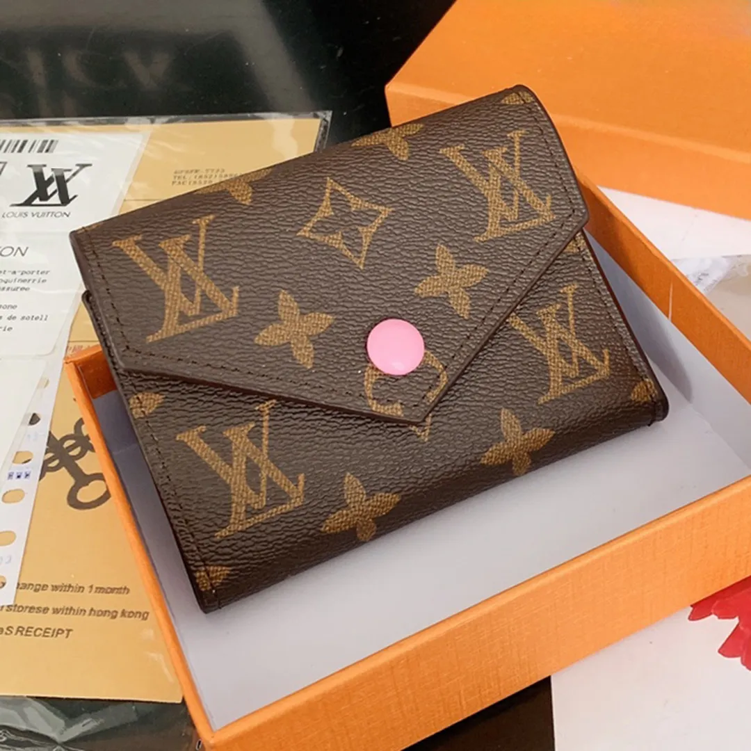 Man Women Designer luxury Wallets Coin Purse Holder designer bag wallet purse Leather Brown Flower Victorine Credit Card holder Chain Purses Key Pou