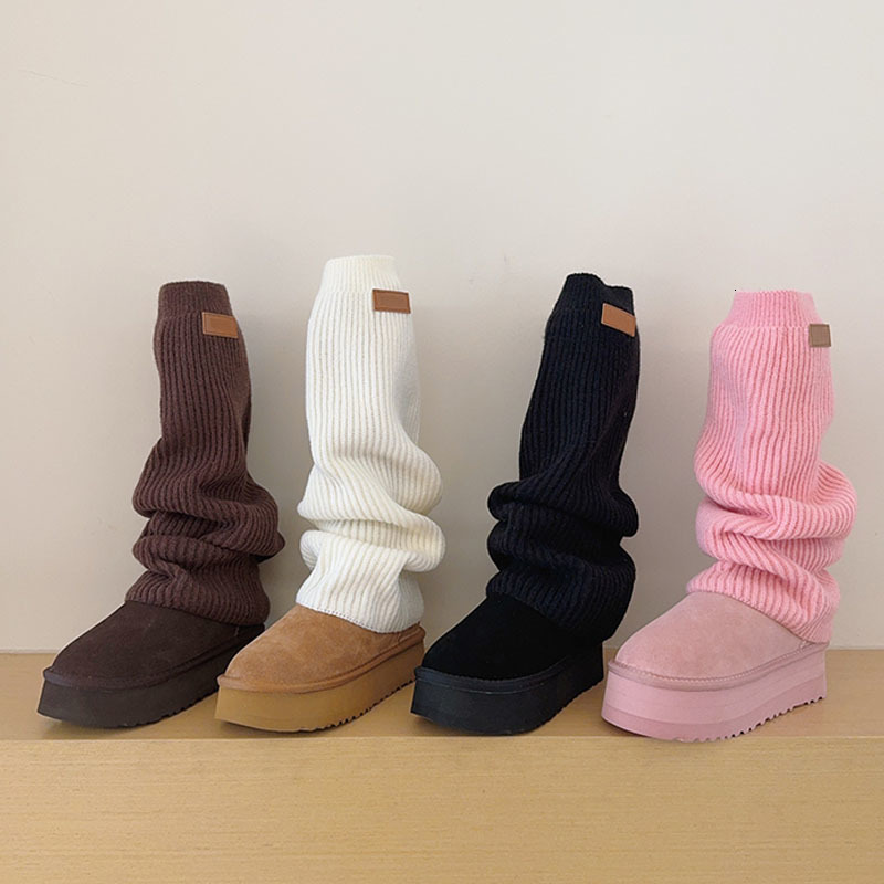 Designer Mini Dipper Boots Pink Legwarmer Boot Unisex Platform Snow Boots Knee High Booties With Slouchy Knit Sweater Cuff Suede Cozy Winter Shoe