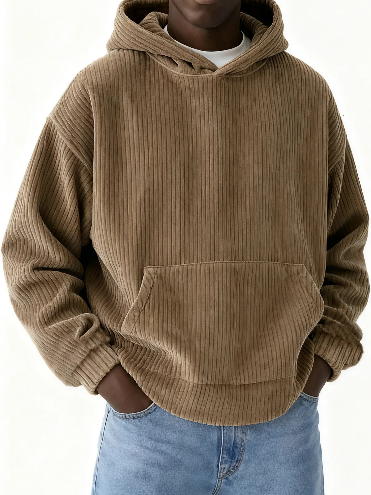 2026 Male Hoodie Corduroy Streetwear Y2k Vintage Clothing Deals High Quality Welcome Deal 90s Oversize Mens Hooded Sweatshirt 261019