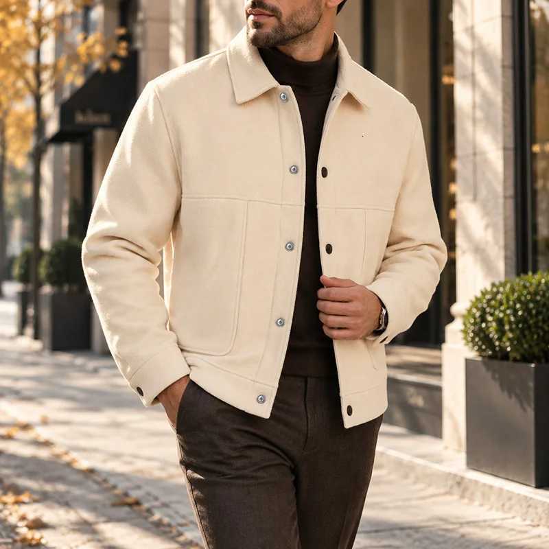 Men's Sweaters Men's Brushed Short Jacket Relaxed Fit Lapel Collar Button Front Fall Winter Warm Business Casual Daily Commute Outerwear D