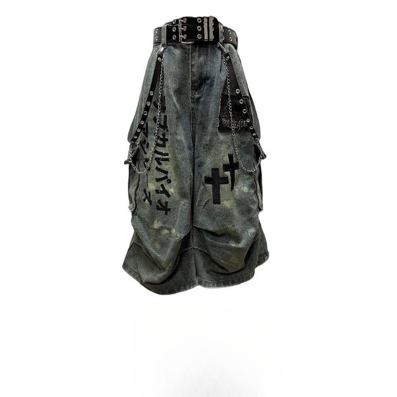 Pantalones vaqueros Capri de pierna ancha desgastados Grunge de gran tamaño de diseñador para mujer, pantalones vaqueros acampanados lavados de cint