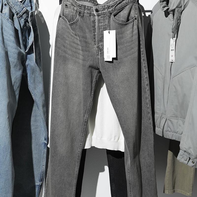 High-Quality Merchandise Men's 100% Cotton Washed Denim Jeans Straight Slim Fit Casual Pants Four Seasons Multi-Pocket Mid Low Waist No Stretch