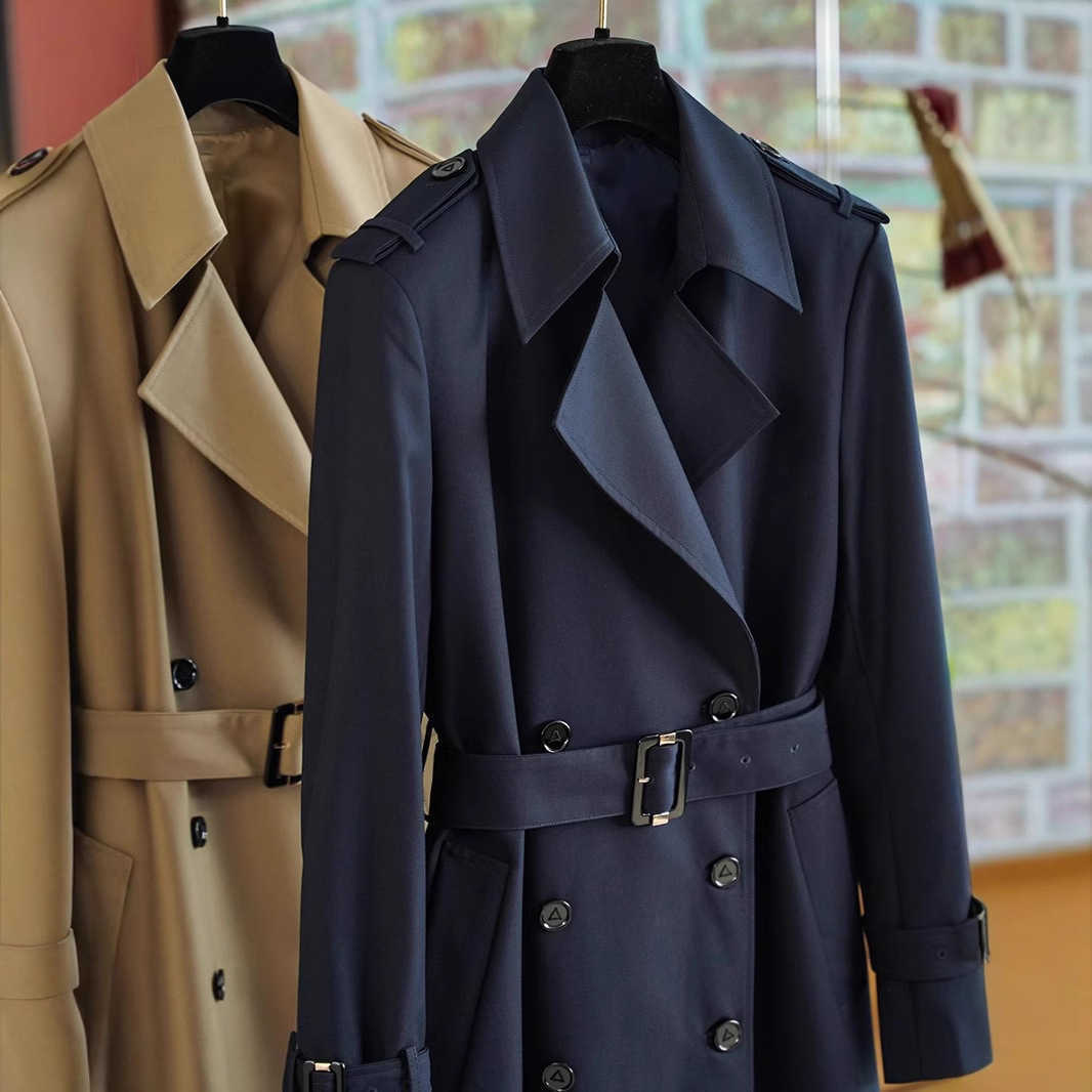 Fashionable mid-length trench coat for women, autumn and winter new Korean-style slimming British-style coat for women M261008