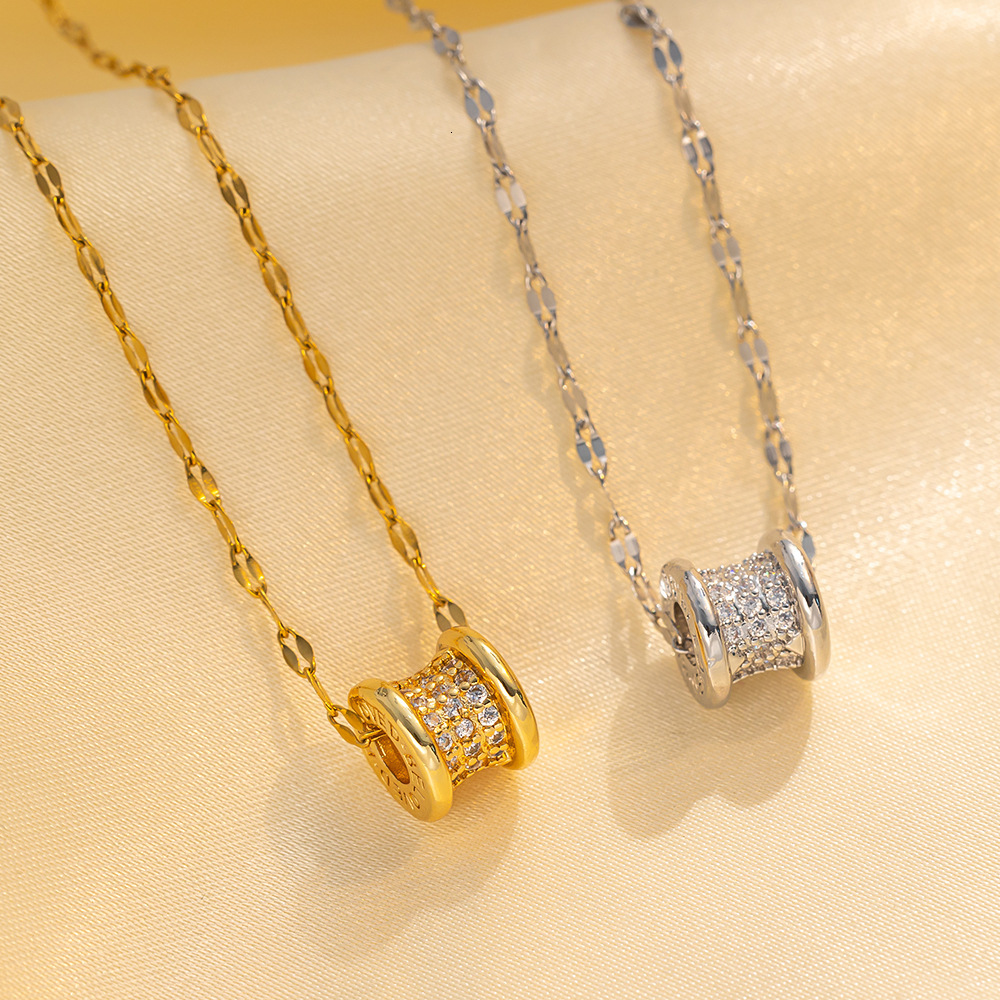 Full Diamond Waistline Titanium Steel Necklace For Women Versatile Zircon Clavicle Chain Necklace Trendy Accessory
