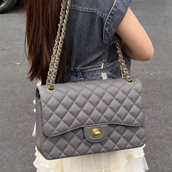 Quilted Leather Flap Bag Chain Shoulder Crossbody Purse Large Structured Handbag Chic for Office Dinner Evening New Arrival