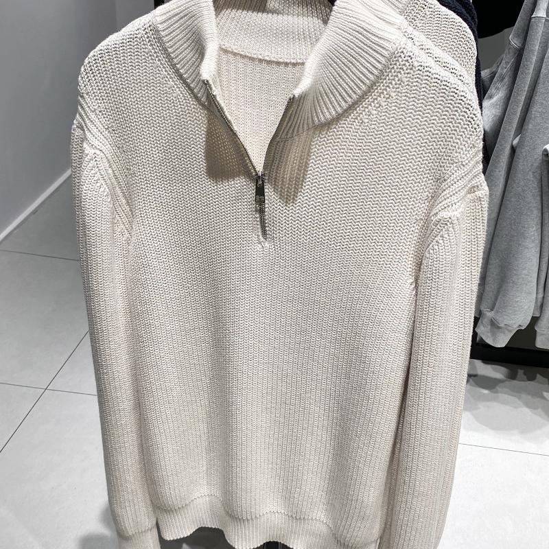 Pull à col roulé en coton biologique pour hommes, couleur unie, manches longues, tricot, décontracté, haut d'automne et d'hiver
