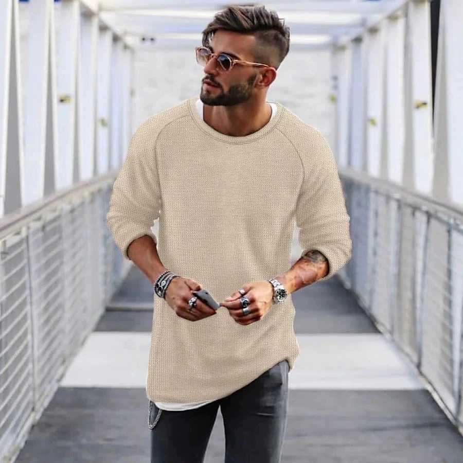 Men's Sweaters Men's Fashion Top Spring and Autumn Winter Long sl1 Round Neck Knitted Sweater Solid Color Casual Men's Sweater D26100