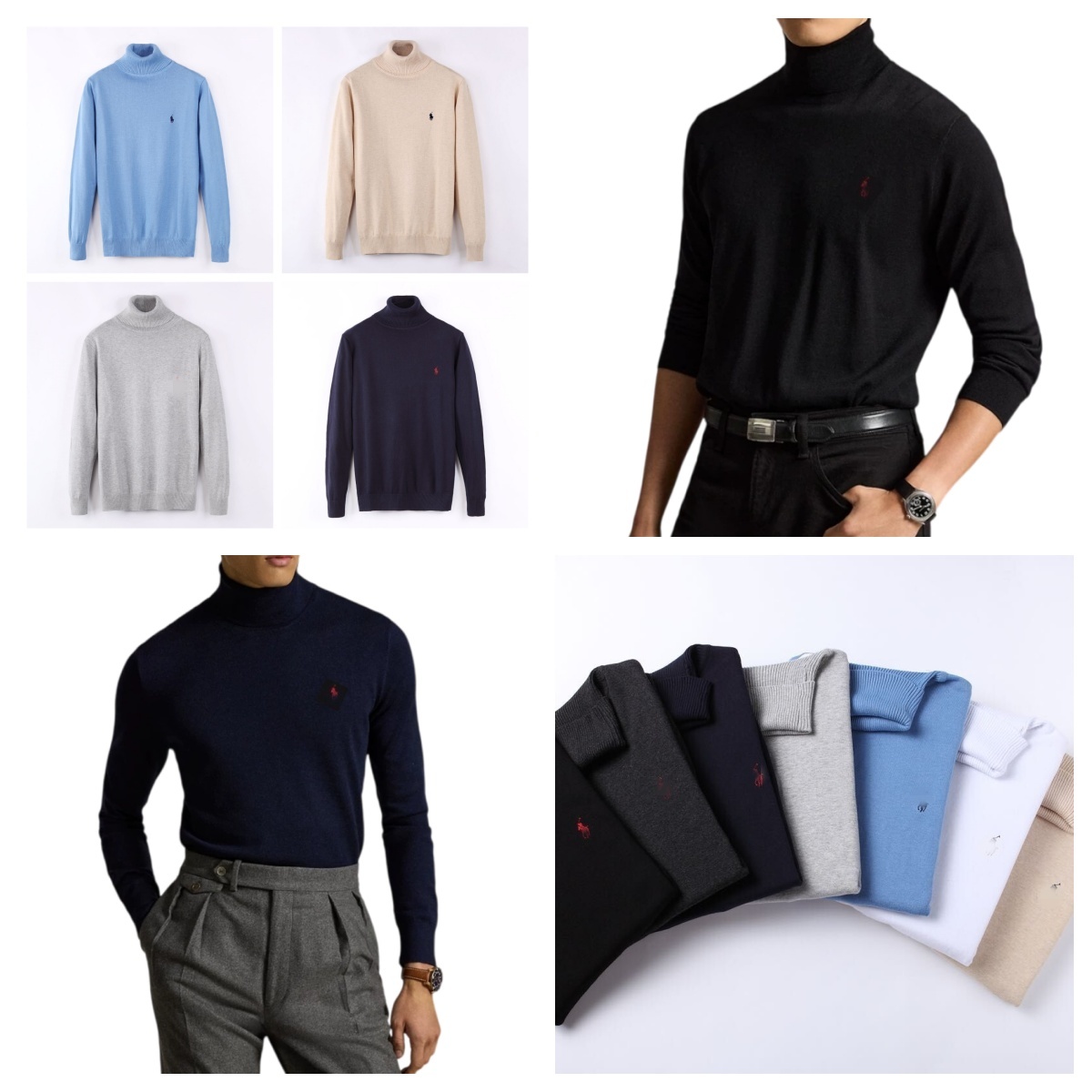 US Designer RL Horse Embroidery Logo Man Winter Jumper Pullovers Turtle Neck Sweaters Cotton Knitted Wear Boys Men Loose Casual Formal Tops High Nec