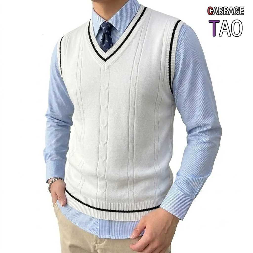 Men's Sweaters Mens V Neck Knitted Sweater ve1 Lightweight Breathable Patchwork Pullover Autumn Casual Business Streetwear Knitwear for Men D26