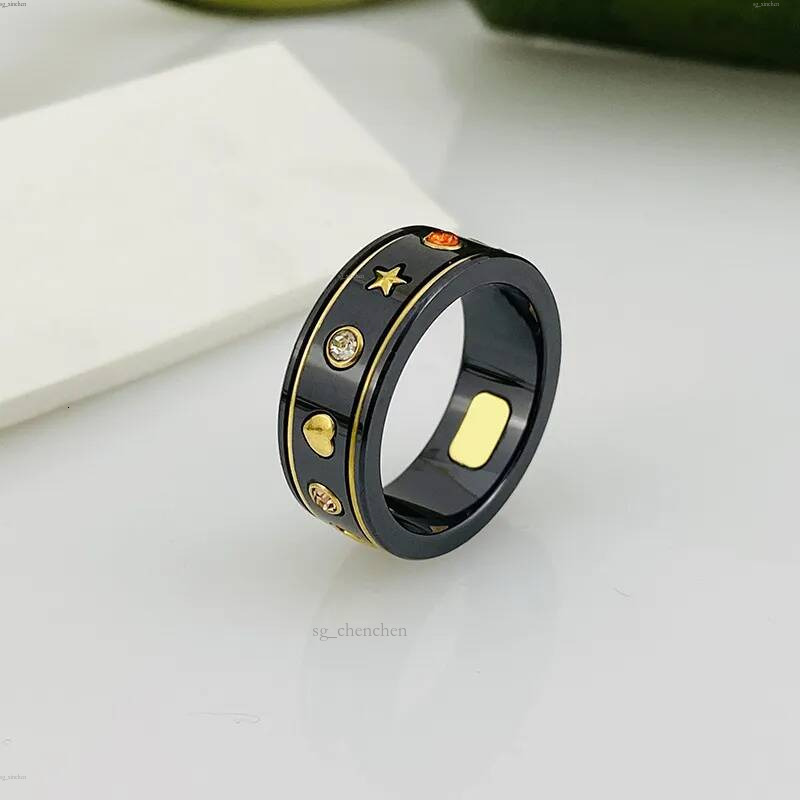 designer ring ceramic rings with chip fashion jewelry 18K gold silver plated black white G letter Rings Jewelry designers for women men party gif