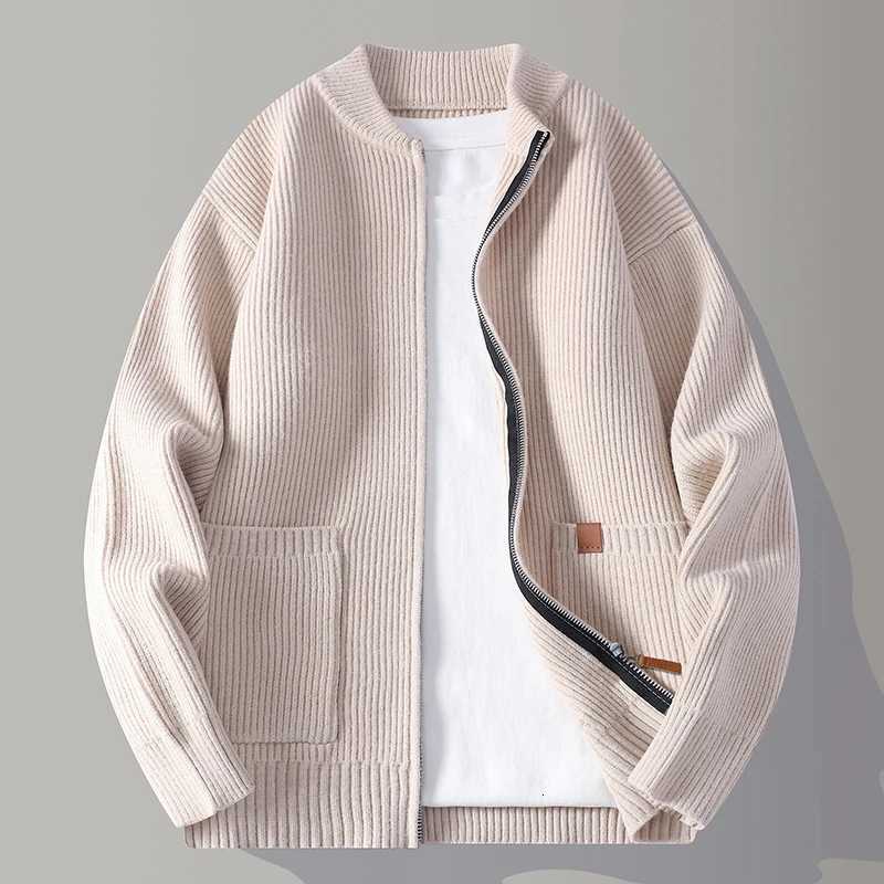 Men's Sweaters Autumn Winter Youthful Vitality Knit Sweatercoat Men Stand Collar Loose Casual Knitted Cardigan Mens Chic Casual Sweater Jackets