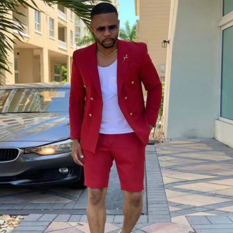 2025 nouveau costume deux pièces pour hommes costume court pour hommes coupe ajustée Style coréen costume formel 240412