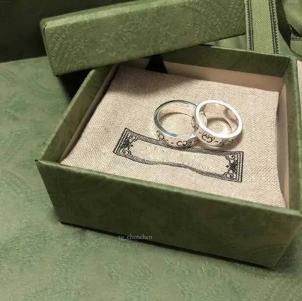 Designer Band Classic Letter Heart Charm Silver Plated Skull Flower Rings for Women Mens Party Punk Fashion Jewelry Love Gift