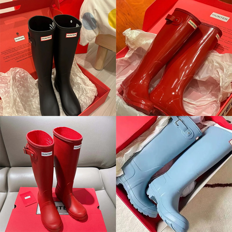 hunters boots womens hunters Rainboots Designer hunter boots Luxury Wellies High quality Anti Slip Rubber Wellington Boots Black Shoes Cool Rainboot
