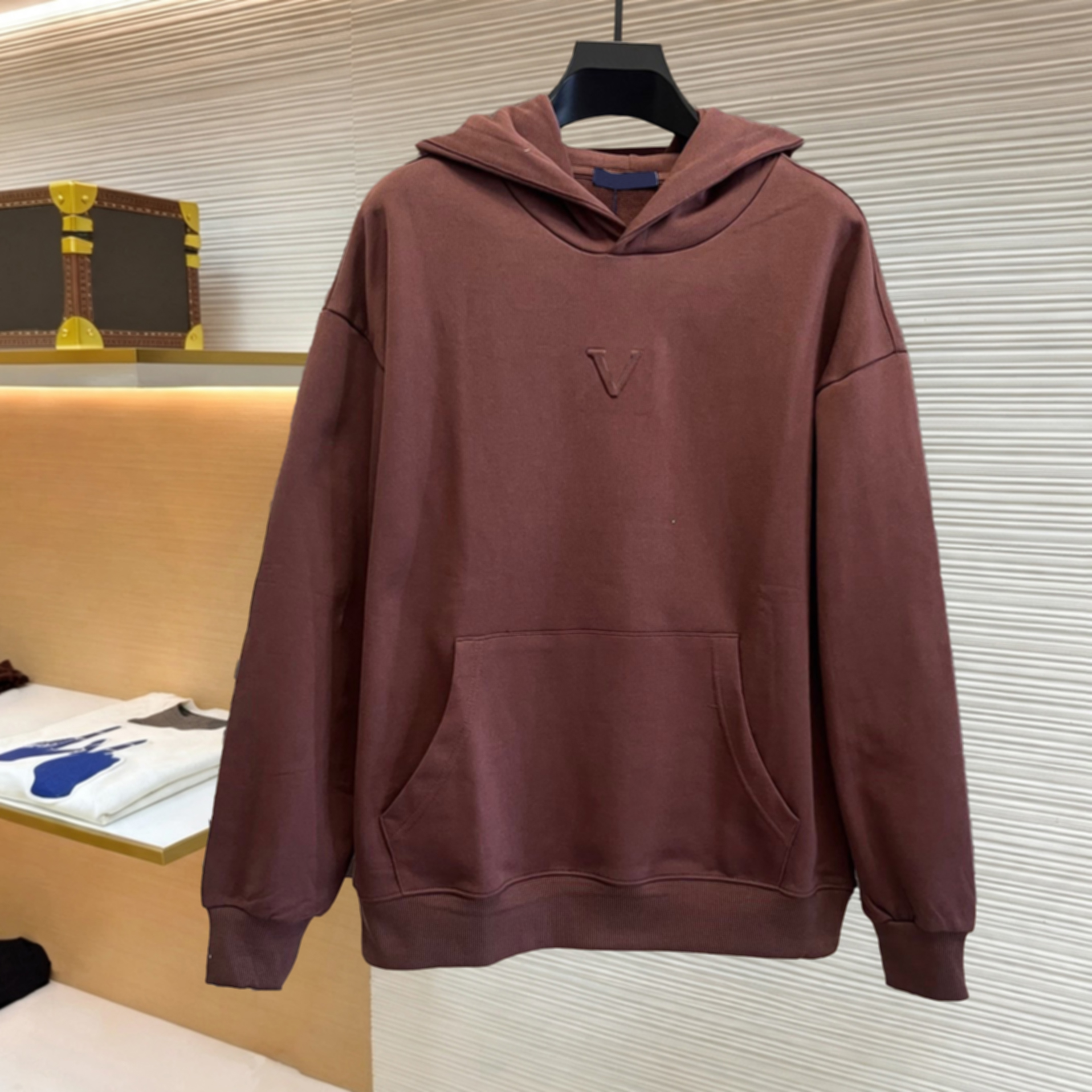 High quality designer men's hoodie with three-dimensional embossed letters made of pure cotton fabric for daily casual wear, versatile pullover