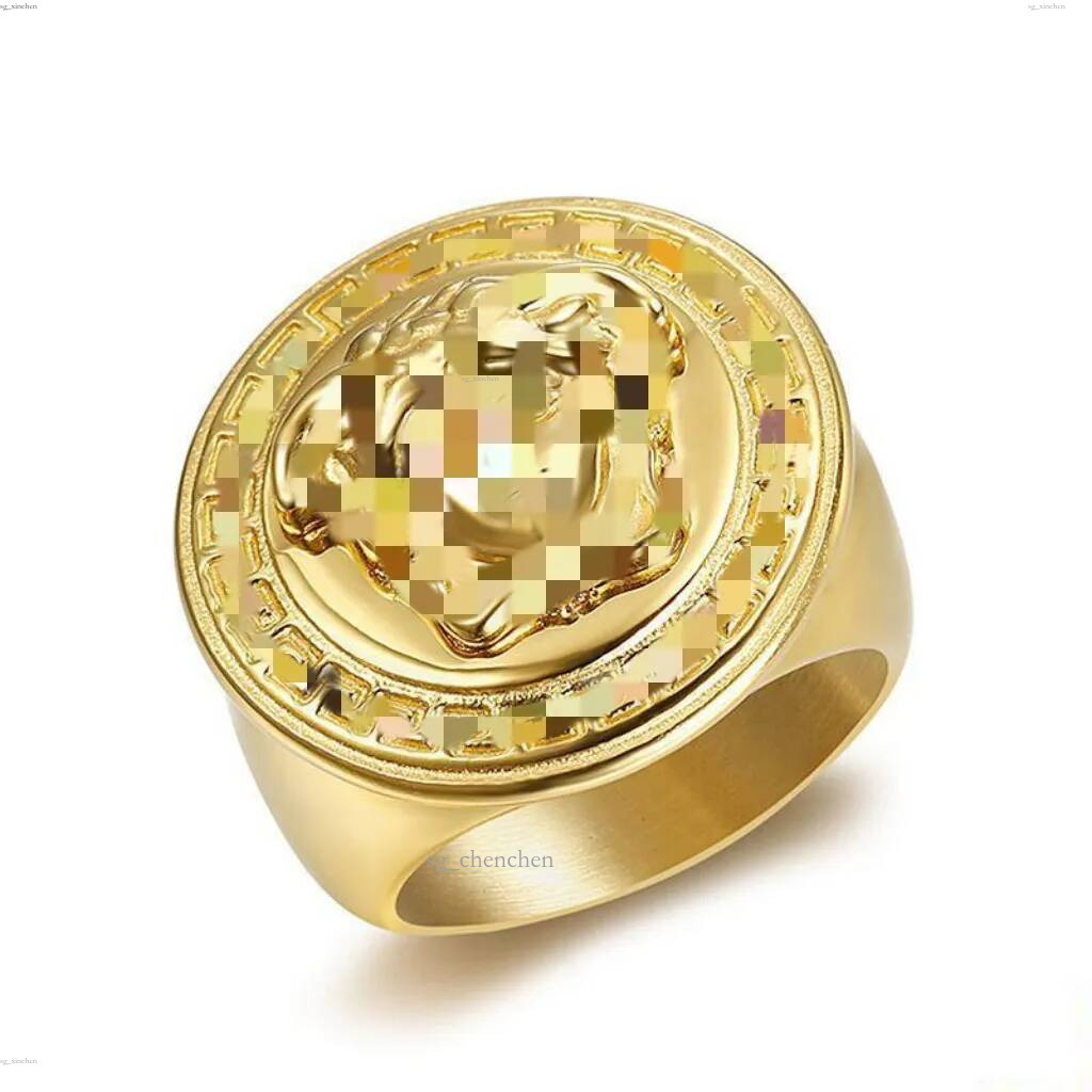 Bague en acier titane 18 carats plaqué or pour hommes, bague de mythologie grecque, Hip Hop High Street Fashion Classic Band, bijoux