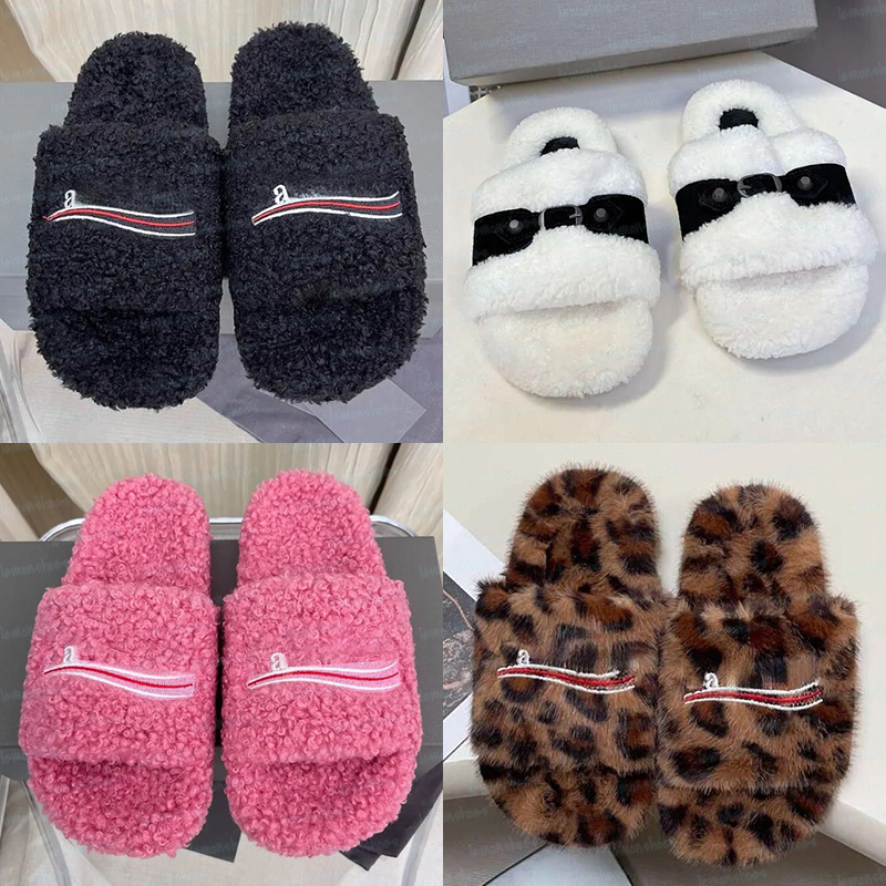 Womens Slides Fur Slippers Designer Fall Winter Homewear Slide Black White Orange Pink Burgundy Luxury Warm Sandals Comfortable Fuzzy Girl Flip Flop