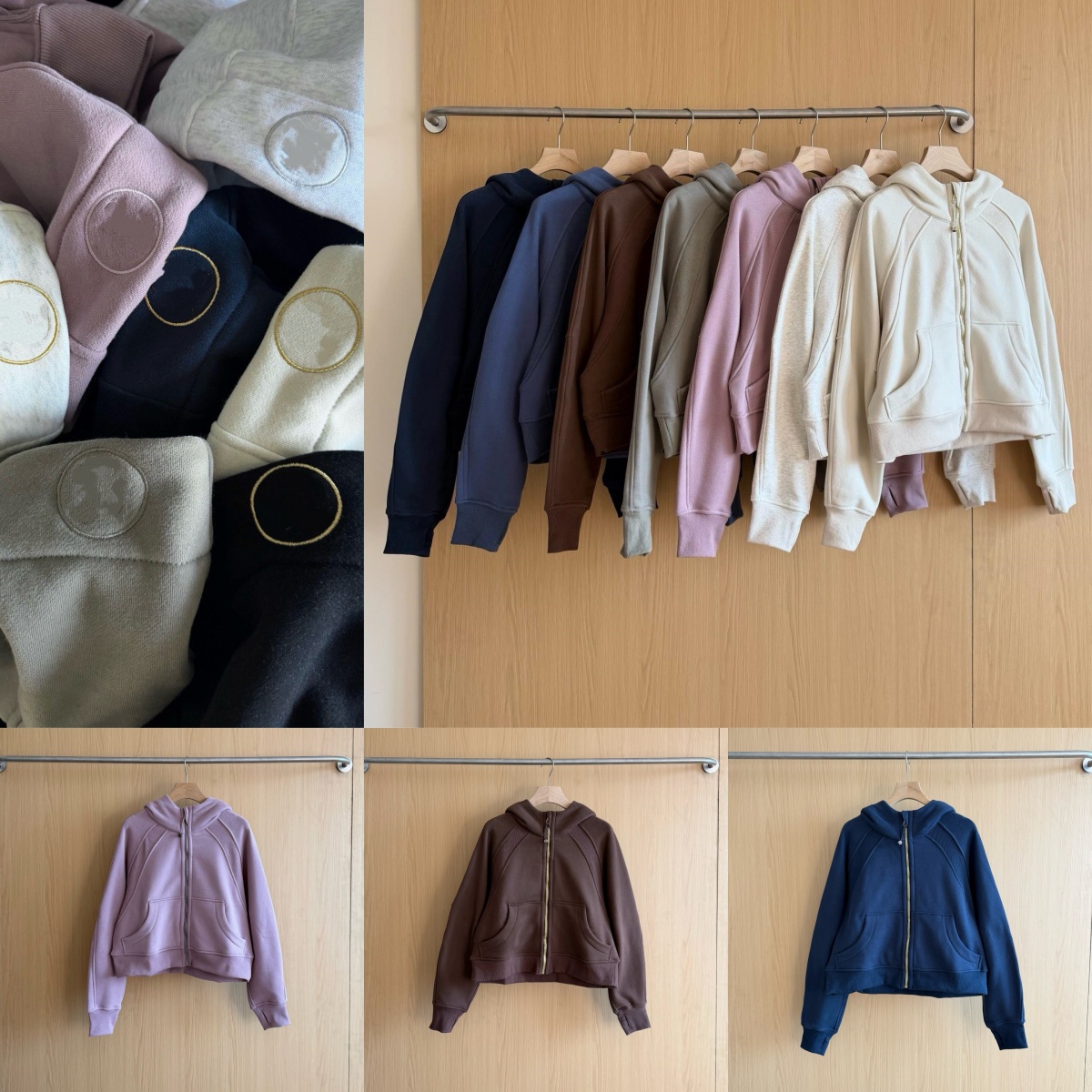 L6656-UU Sweat à capuche en polaire pour femme avec boucles douces et moelleuses et coupe ajustée avec fermeture éclair, veste de yoga, manteau d