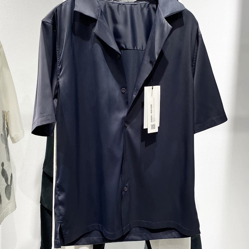High-Quality Merchandise Men's Summer Cuban Collar Short Sleeve Shirt Slim Fit Viscose Lightweight Cool Casual Minimalist Button Down Shirt