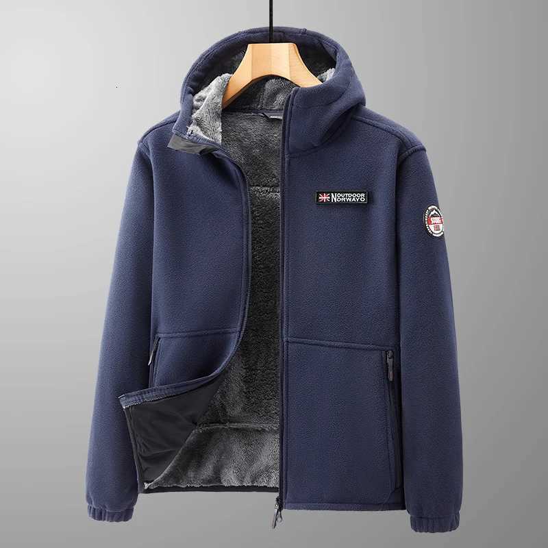 Outdoor Jackets Hoodies Men's Fleece Jacket Soft Warmth Windproof Full Zip Up Coat Multiple Zipper Pockets Hiking Working Windbreaker Hooded Ja