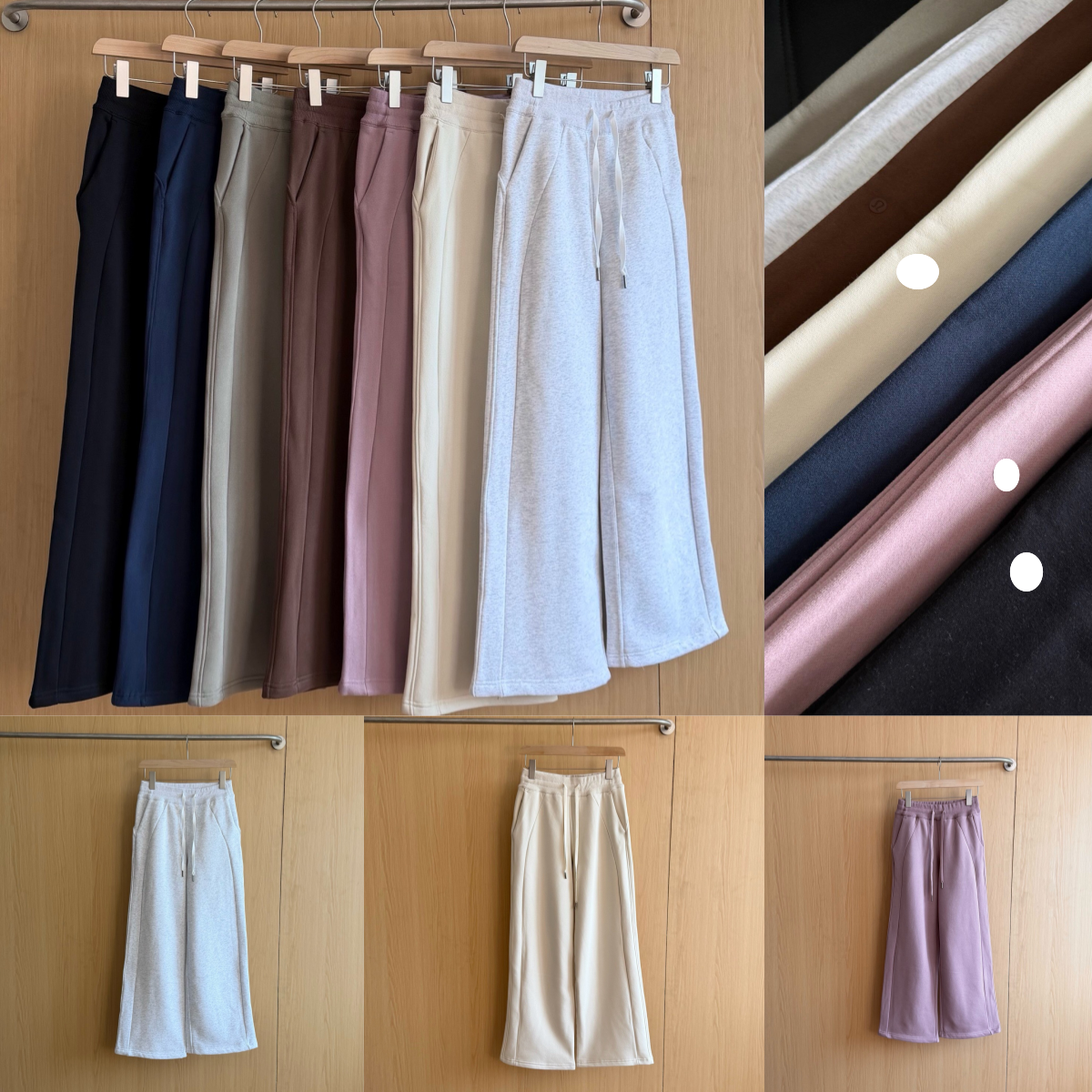 UU-L6654 Women's Fleece Autumn Drawstring Wide-Leg Casual Pants Silica Gel Loose Fit Slimming Sports Sweatpants Sports Trousers Gym Clothes