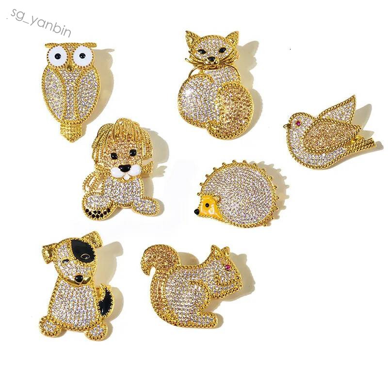 Europe and America Hotsale Fashion Men Women Brooches Yellow Gold Plated Full CZ Animal Design Brooch Pins for Party Wedding Nice Gift Hot