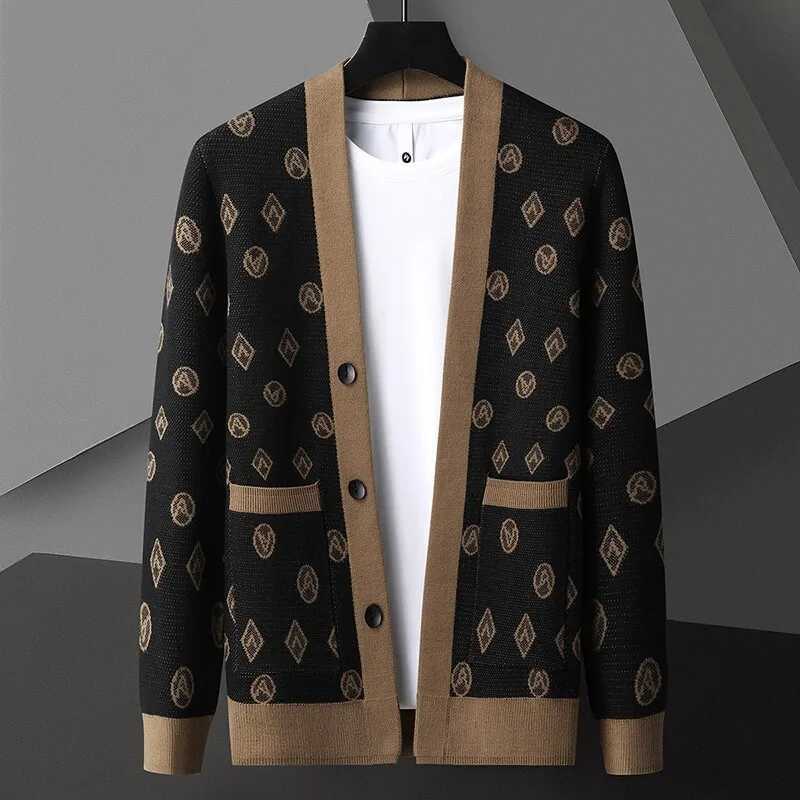 Men's Sweaters Knitted Cardigan Jacket for Men Spring and Autumn Korean Style Slim Fit Outerwear Fashion New Men's Knitted Sweater D261009