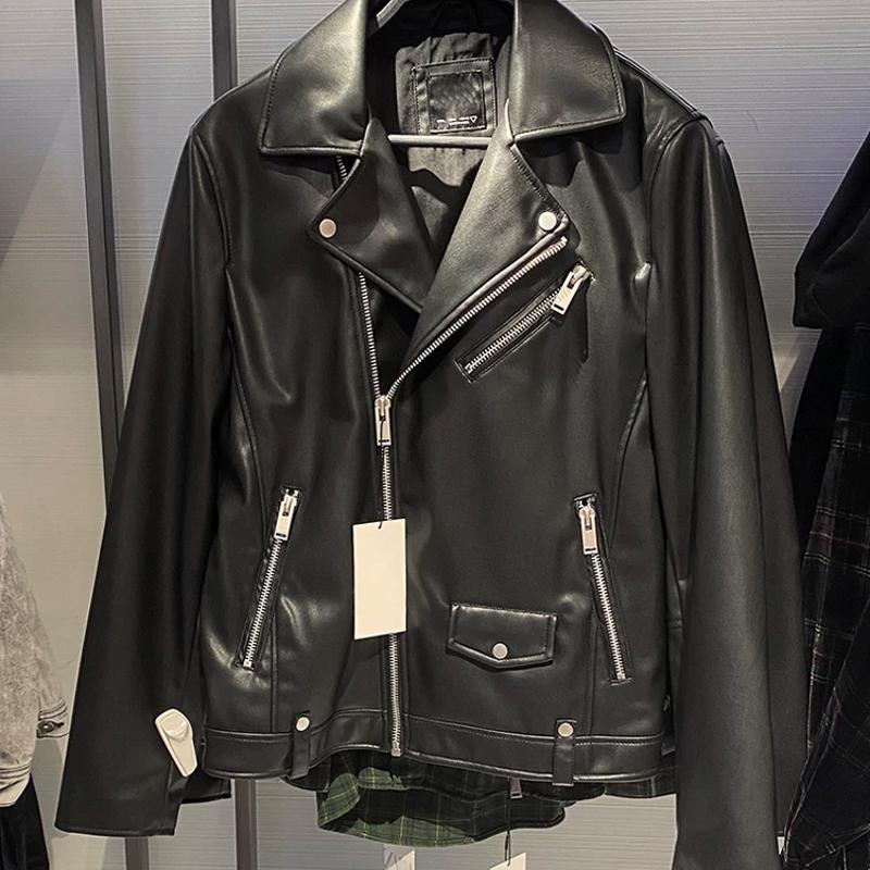 Veste de moto de créateur en similicuir pour hommes, coupe ajustée, manteau de motard zippé, Punk Streetwear, vêtements d'extérieur d'automne, mu