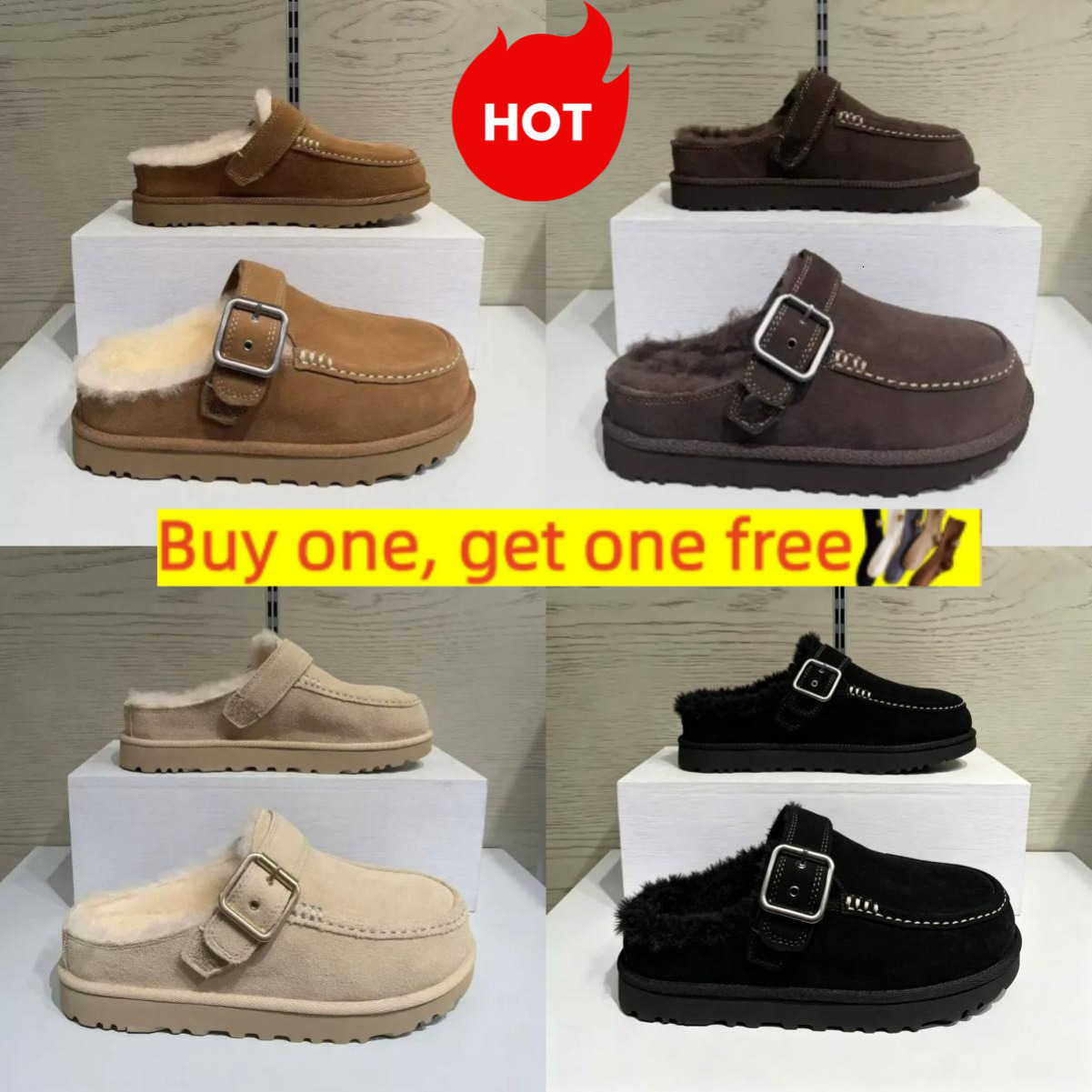 Designer boots womens platform booties winter Tasman Goldenstar Evelina Clog Slippers Tazz mustard eed Chestnut Sand Fur Slides Sheepskin snow warm