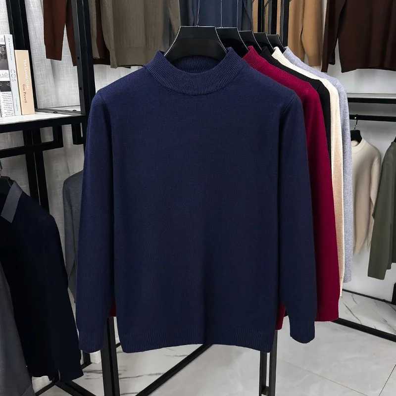Men's Sweaters Men Mock Neck Knit Sweater Long sl1 Ribbed Collar Cuff Hem Soft Knitted Pullover Autumn Business Daily Top D261009