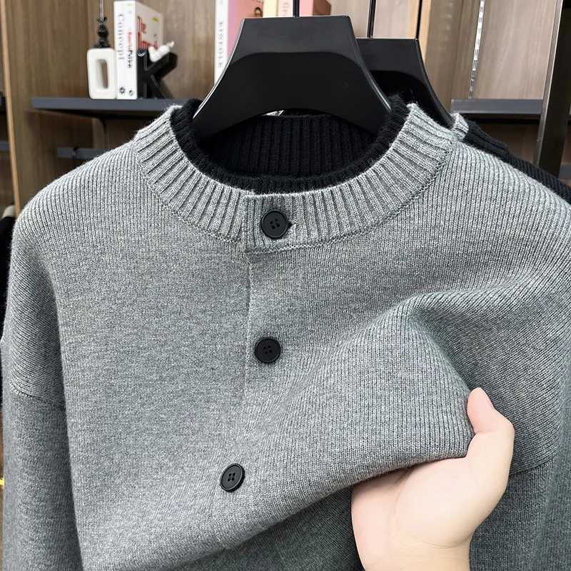 Men's Sweaters Advanced New Autumn Cardigan Knitted O-Neck Button Sweater Soft Comfortable Solid Color Long sl1 Top Versatile Men's Clothi
