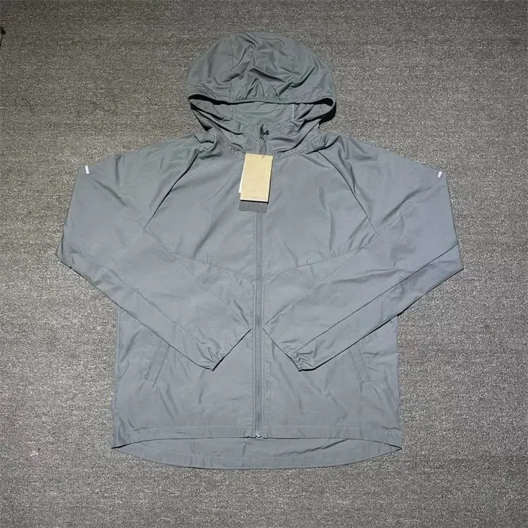Miler Mens hooded jackets windbreaker windproof sportswear lightweight gym jogging sport running jacket jogger hoodie coat sun protection UV outwear