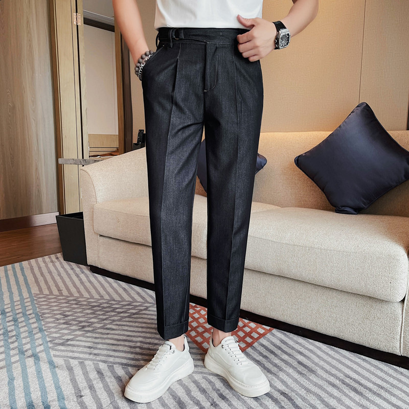 Pantalon en denim léger de style Naples, court d'été, slim, à la mode, simple et décontracté, pour hommes, 251201