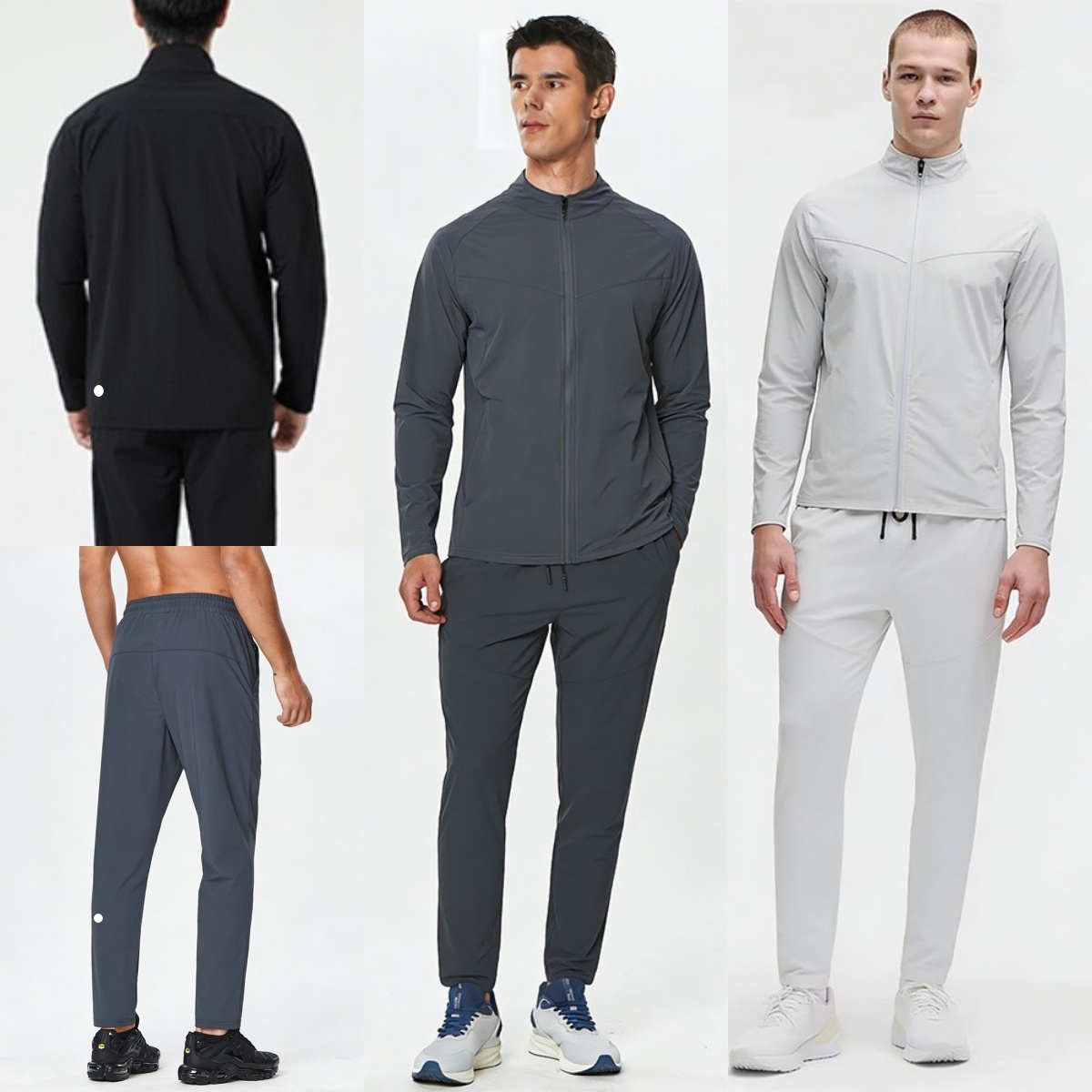 L6635-UU Men's Leisure Quick-drying Jacket Fitness Running Clothes Outdoor Sports Collar Zipper Jacket Sport Wide Leg Pants Fashion Leisure