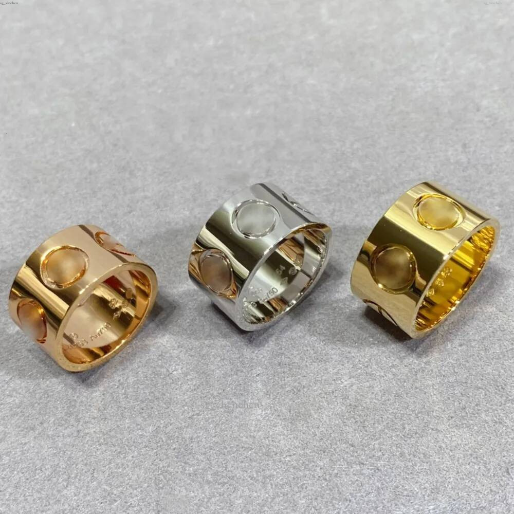 11MM love ring big rings woman designer for man Gold plated 18 K TOP quality US 678910 size exquisite gift 005