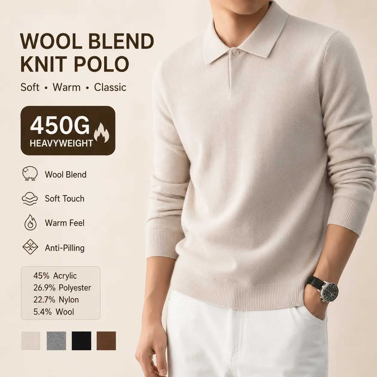 Men's Sweaters Men's Wool Blend Sweater Heavyweight Warm Knitwear Anti-Pilling Soft Touch Long sl1 Pullover Autumn Winter D261009