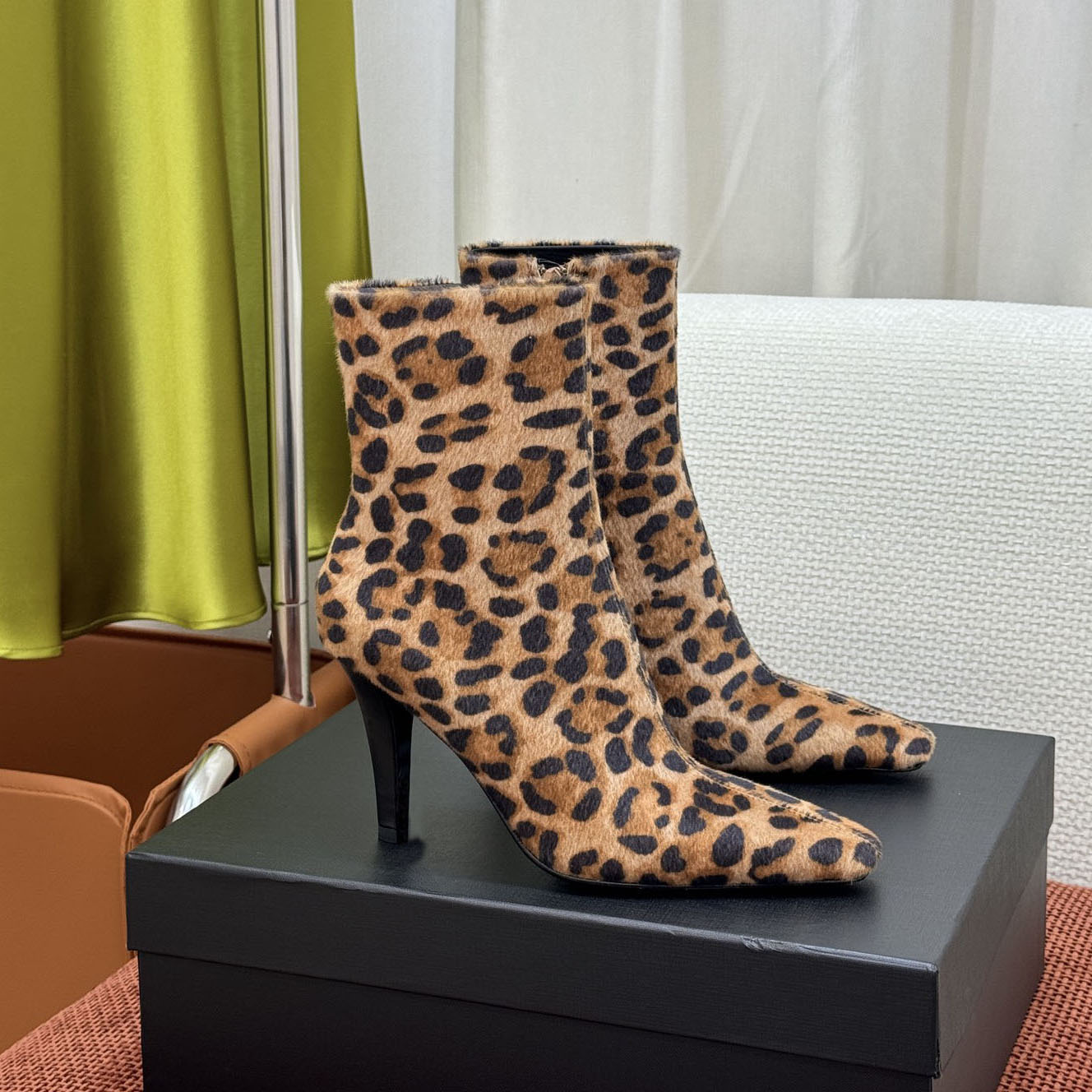 Botas Elegantes De Tacón De Aguja con Punta Puntiaguda para Mujer, Botines De Piel De Becerro Suave con Cremallera, Interior De Piel De Cordero, Cal