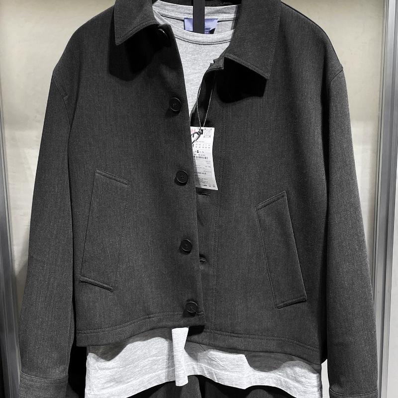 Designer Coat Men's Casual Solid Short Jacket Lapel Collar Front Loose Fit Spring Autumn Outerwear Coat Lightweight Streetwear