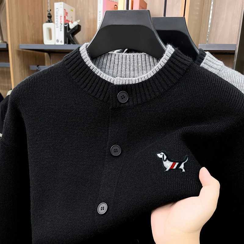 Men's Sweaters Fashion Trendy Men's Solid Color O-Neck Knit Cardigan Sweater Autumn Winter Skin Friendly Long sl1d Tops Business Men'