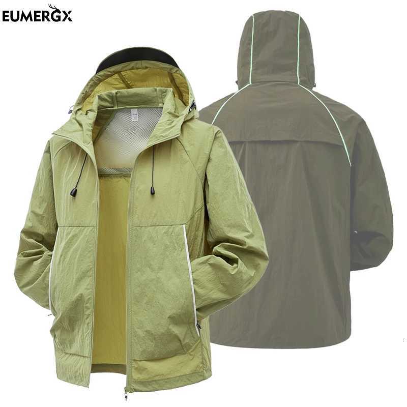 Outdoor Jackets Hoodies EUMERGX Men's Women's Trekking Windbreaker Summer Sun Protection Waterproof Lightweight Jacket Fishing Climbing Hi