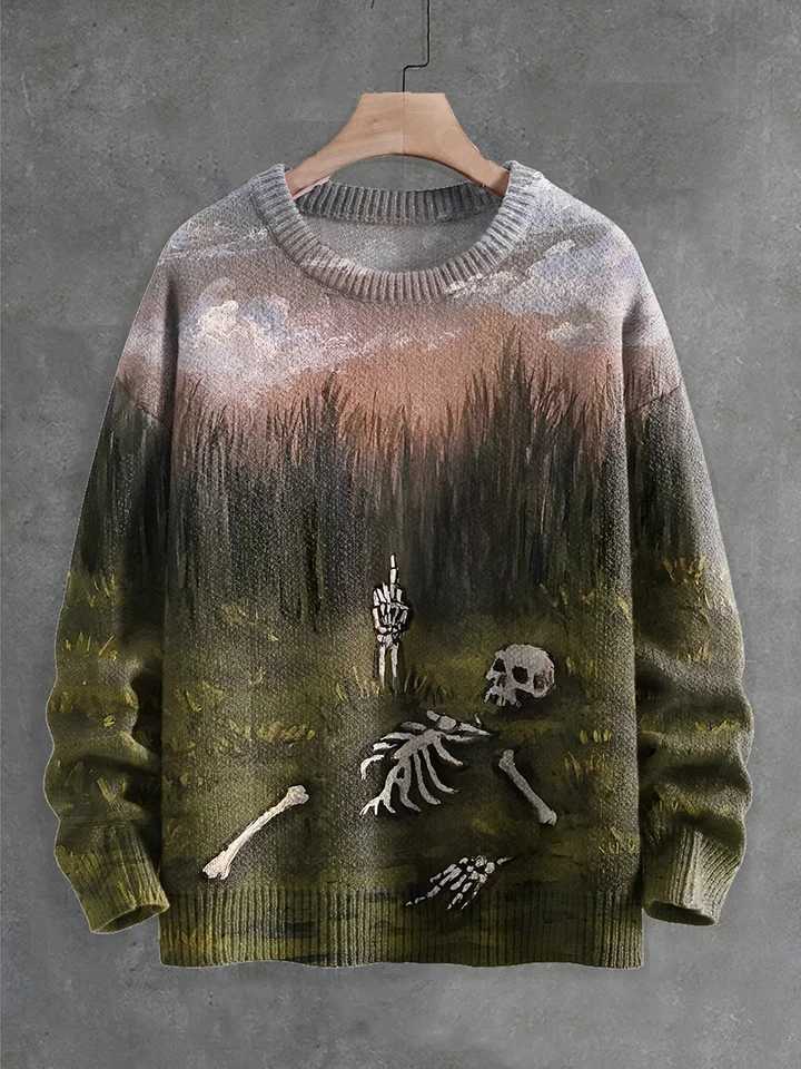 Men's Sweaters PLstar Cosmos Fun Skull Halloween 3D Printed Round Neck Knitted Sweater Winter Unisex Casual Warm Knit Pullover Sweater MY27 D26
