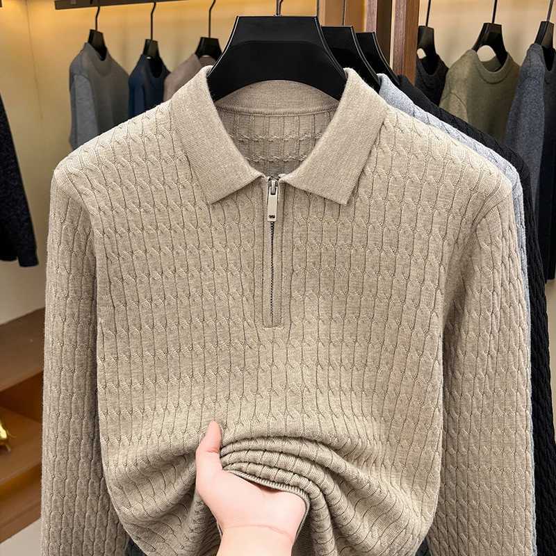 Men's Sweaters Long sl1 Collar Sweater Autumn Fashion Zipper Brand Classic Jacquard Simple Casual Knitted Pullover D261009