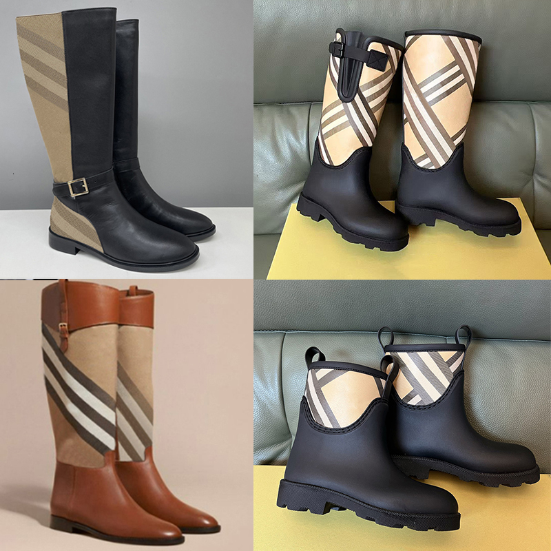 Bottes de créateurs pour femmes Bottines à carreaux Bottes Martin Bottes d'hiver Bottes en cuir pour femmes Bottes de mode Bottes noires à lacets