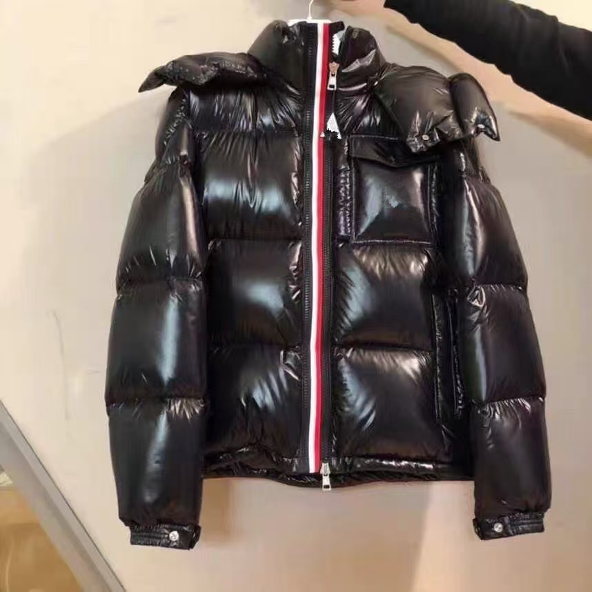 unisex men down jacket shiny hooded bubble puff coat designer style short thick warm zip up quilted winter outerwear NFC size S-5XL