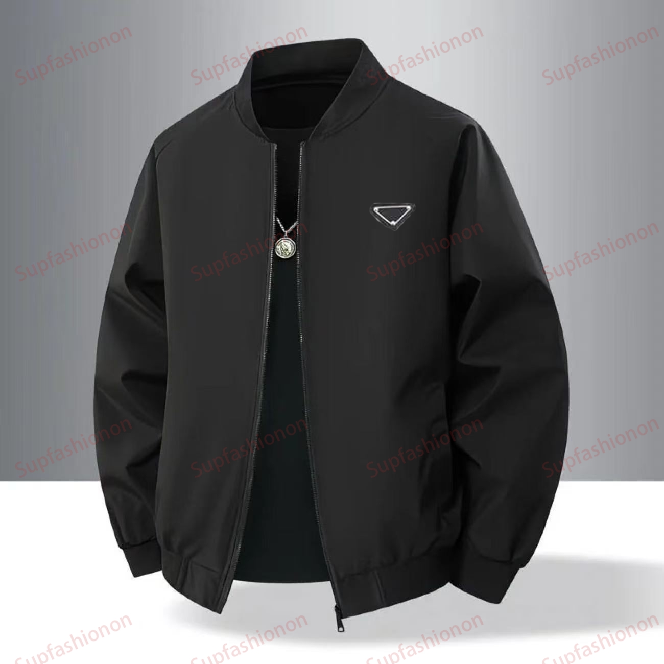 Triangles Mens Jackets Designer Stand Collar Jacket Milano Coats Adult Spring Full Zipper Work Outdoor Autumn Casual Zippers Coats Hiking Official T