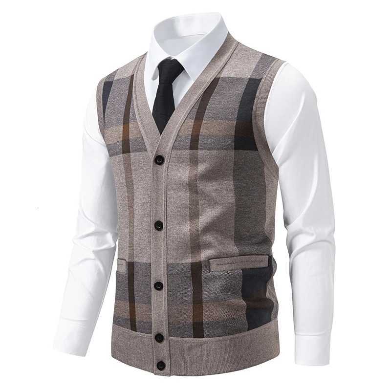 Men's Sweaters New Mens fl1 Knitted ve1 sl1less Autumn Winter V Neck Sweater ve1 Button Front Knit Cardigan ve1 D261009