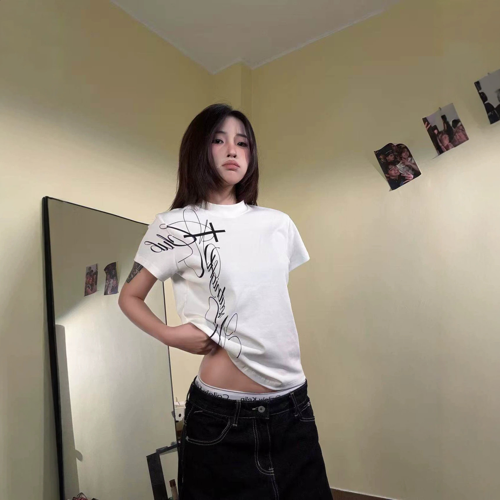 Kawaii Cute Girls pattern Women Clothing Tops Retro Harajuku Long sleeves Streetwear Fashion Y2k Style Print tops 2000s Summer 260731